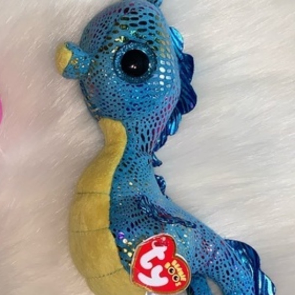 NWT! TY Big Eyed Plush Neptune Seahorse